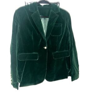 Emerald Green Velvet Blazer Women’s 2XL Tailored Jacket